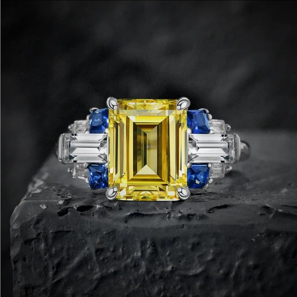 Art Deco Sapphire Diamond 925 Silver Ring The Litsa